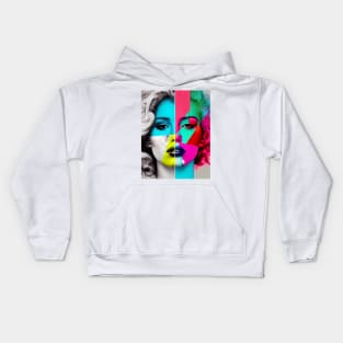 Modern pop art style woman portrait Kids Hoodie